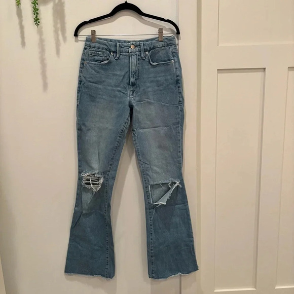 Good American Womens Denim High Rise Jeans Bootcut Distressed Size 8/29 RN151301 - Picture 2 of 9